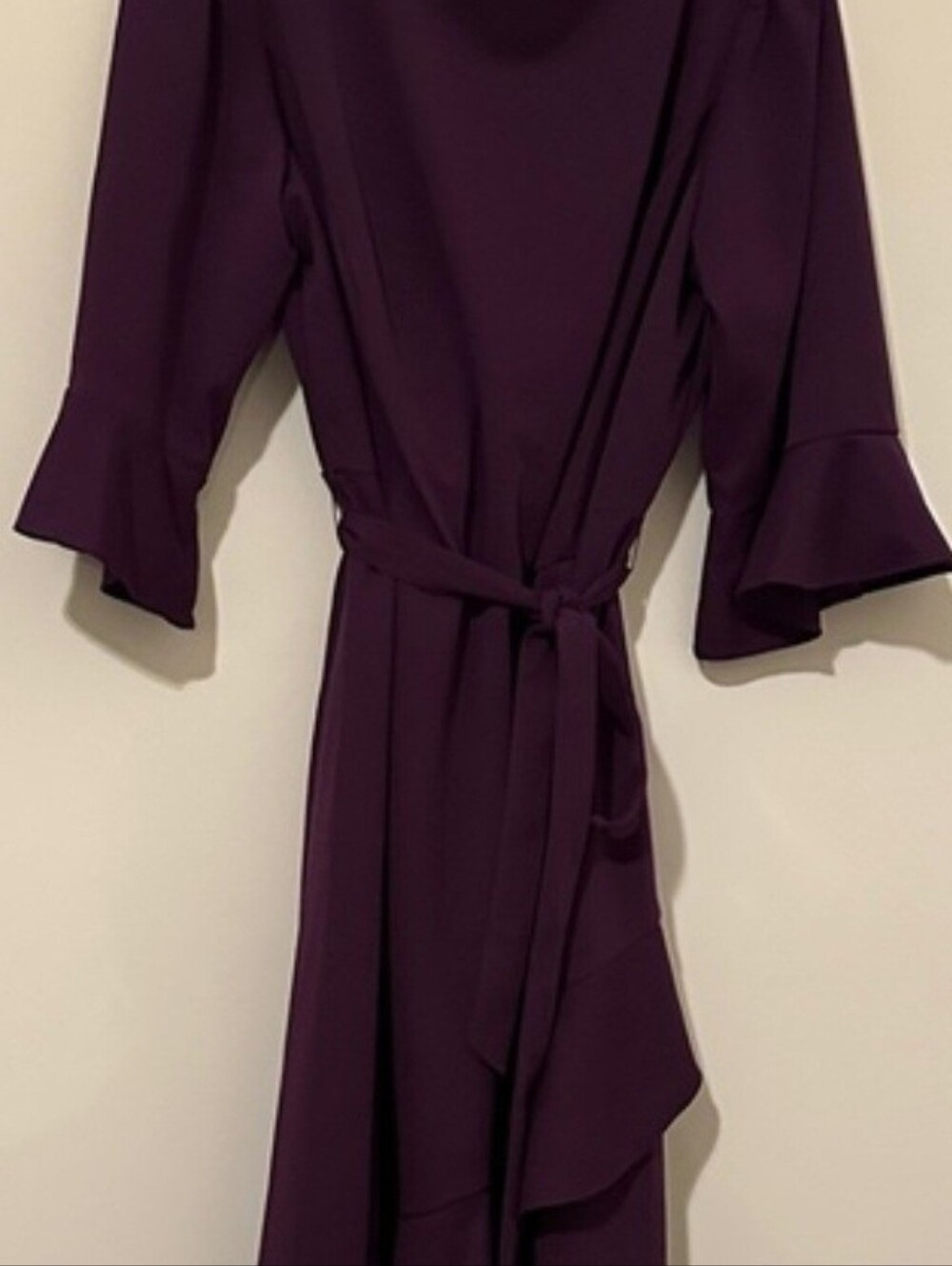 Maison Tara Amethyst Ruffle Sleeve Dress (Faux Wrap Dress)